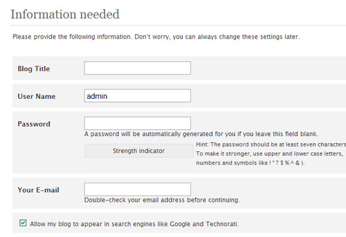 WP3.0 New Username and Password WP3.0 New Username and Password