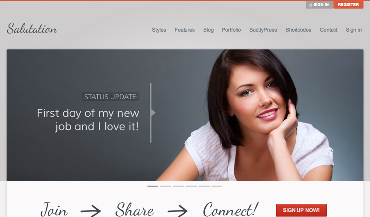 Salutation - Best BuddyPress WordPress Theme 2021