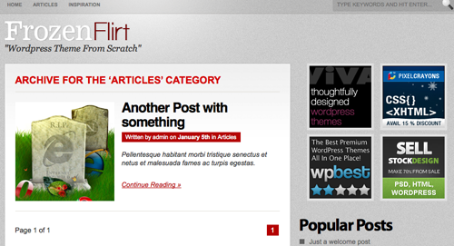 Wordpress Theme Archive Page Display